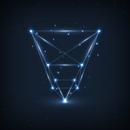 Wireframe polygonal elements, abstract futuristic illustrationのイラスト素材
