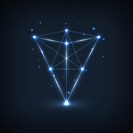 Wireframe polygonal elements, abstract futuristic illustrationのイラスト素材