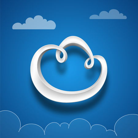 Plastic digital cloud. Illustration on blue background. Graphic concept for your designのイラスト素材
