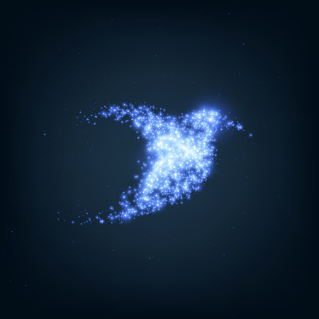 Neon abstract colibri, glittering star dust lights circleのイラスト素材