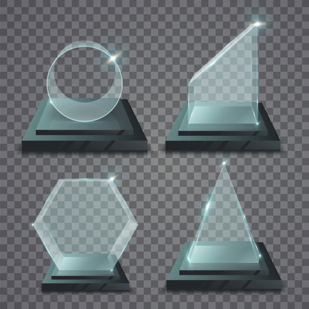 Realistic glass trophy awards. Illustration isolated on transparent background. Graphic concept for your designのイラスト素材