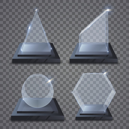 Realistic glass trophy awards. Illustration isolated on transparent background. Graphic concept for your designのイラスト素材