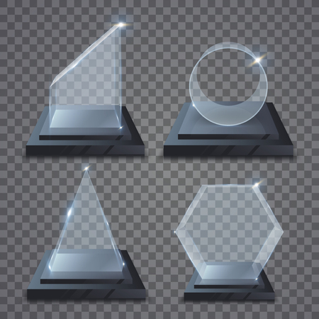 Realistic glass trophy awards. Illustration isolated on transparent background. Graphic concept for your designのイラスト素材