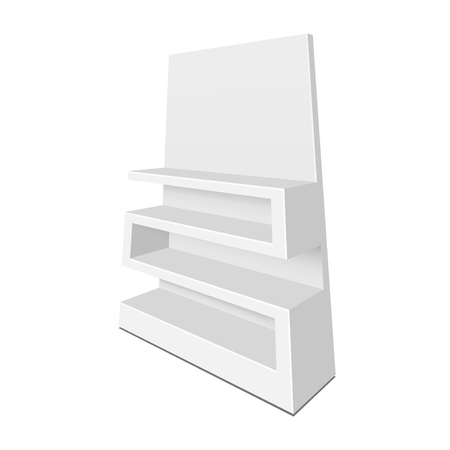 Exhibition shelves for supermarket. Illustration isolated on white background. Graphic concept for your designの写真素材