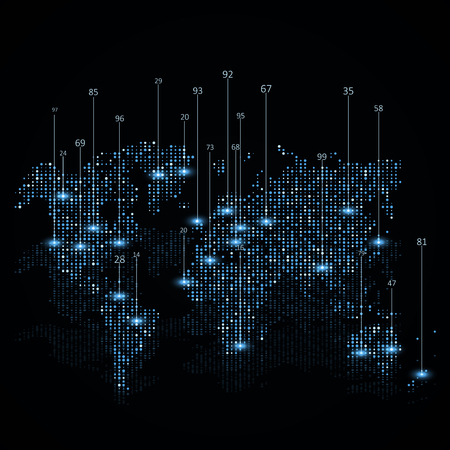Abstract infographics visualization. Perspective backdrop with World Map. Futuristic network or business analytics. Graphic concept for your designのイラスト素材