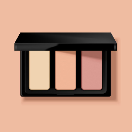 Modern eye shadow palette. Mockup illustration isolated on background. Graphic concept for your designの写真素材