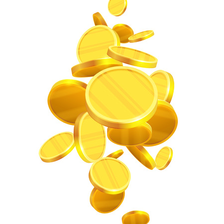 Gold coins falling, realistic illustration, graphic concept for your designのイラスト素材