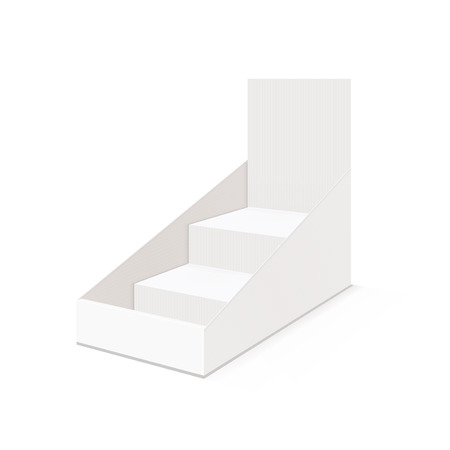 Cardboard floor display rack. Illustration isolated on white background. Graphic concept for your designのイラスト素材