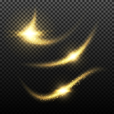 Gold glittering stardust lights. Illustration isolated on transparent background. Graphic concept for your designのイラスト素材