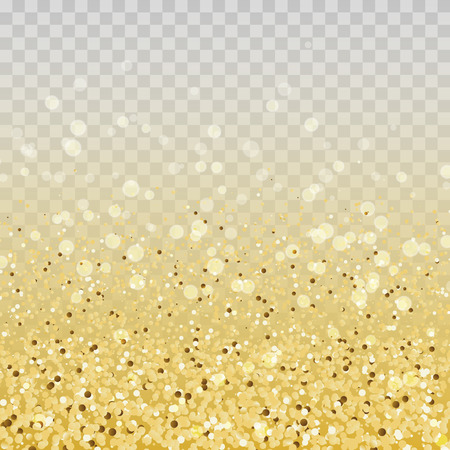 Gold glitter particles and lights effect on transparent background. Graphic concept for your designのイラスト素材