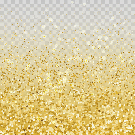 Gold glitter particles and lights effect on transparent background. Graphic concept for your designのイラスト素材