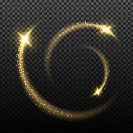 Gold glittering stardust lights. Illustration isolated on transparent background. Graphic concept for your designのイラスト素材