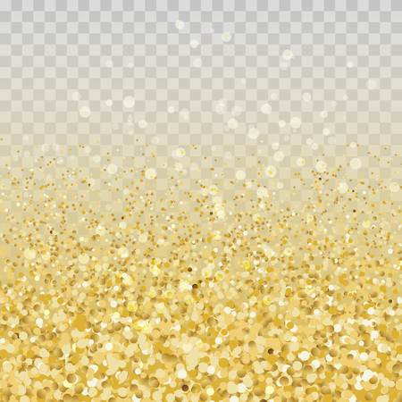 Gold glitter particles and lights effect on transparent background. Graphic concept for your designのイラスト素材