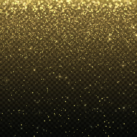 Gold glitter particles for the card, invitation. Lights effect isolated on transparent background. Graphic concept for your design.のイラスト素材