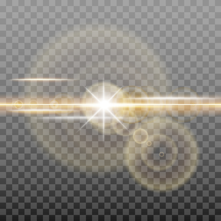Shining golden sun with glowing light effects. Illustration isolated on transparent background. Graphic concept for your designのイラスト素材