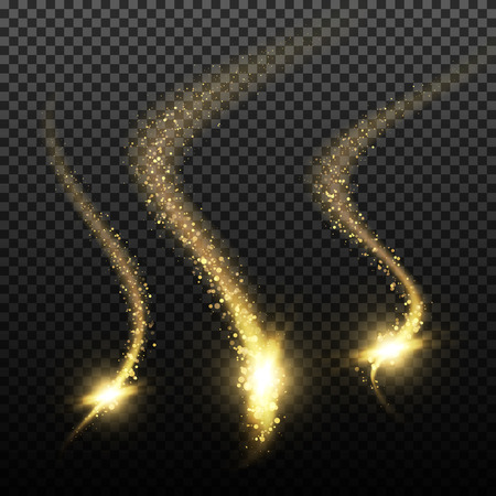 Gold glittering stardust lights. Illustration isolated on transparent background. Graphic concept for your designのイラスト素材