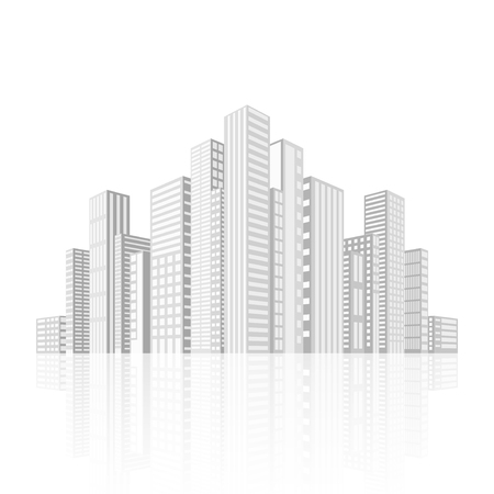 Building and city illustration. Illustration isolated on white background. Graphic concept for your designのイラスト素材