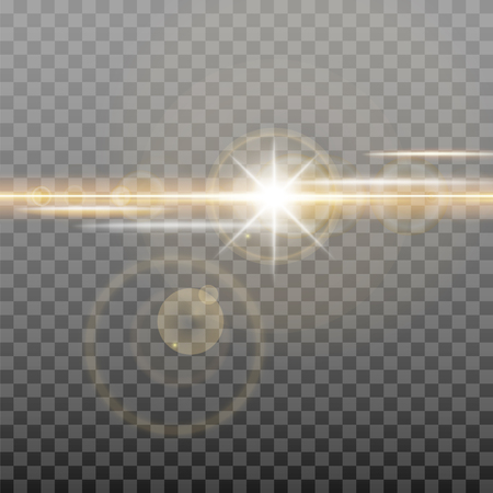 Shining golden sun with glowing light effects. Illustration isolated on transparent background. Graphic concept for your designのイラスト素材