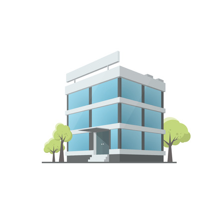 Office building in cartoon style. Illustration isolated on white background. Graphic concept for your designのイラスト素材