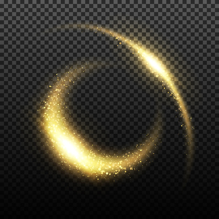 Gold glittering stardust lights. Illustration isolated on transparent background. Graphic concept for your designのイラスト素材