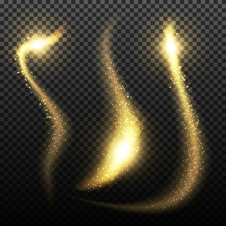 Gold glittering stardust lights. Illustration isolated on transparent background. Graphic concept for your designのイラスト素材