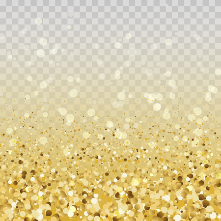 Gold glitter particles and lights effect on transparent background. Graphic concept for your designのイラスト素材