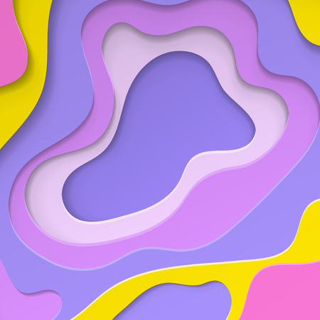 Colorful paper with cut shapes with shadow on background. Graphic concept for your design.のイラスト素材