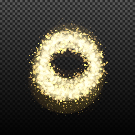 Gold glittering star dust lights. Illustration isolated on transparent background. Graphic concept for your designのイラスト素材