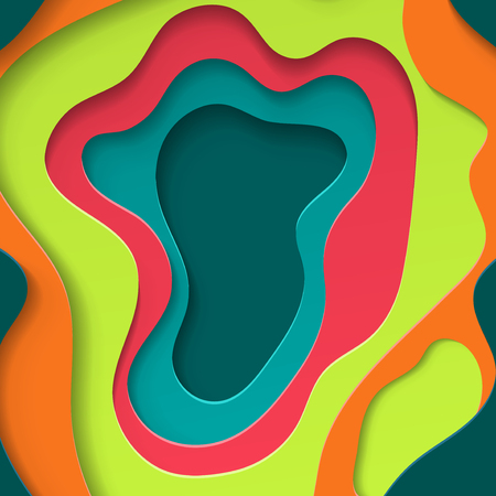Colorful paper with cut shapes with shadow on background. Graphic concept for your design.のイラスト素材