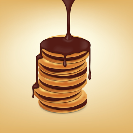 Sandwich-cookies with chocolate filling and pouring melted chocolate. Graphic concept for your design.のイラスト素材