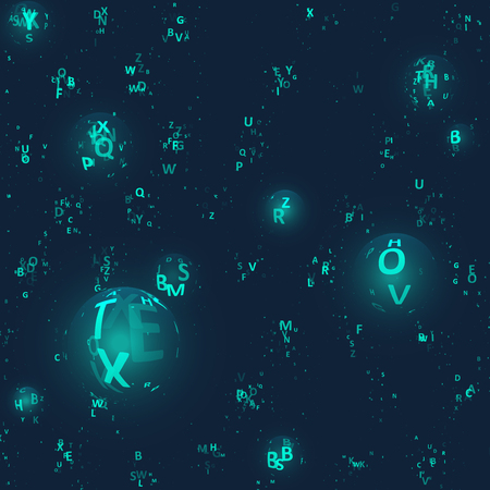 Abstract digital letters. Glowing neon effect. Graphic concept for your designのイラスト素材