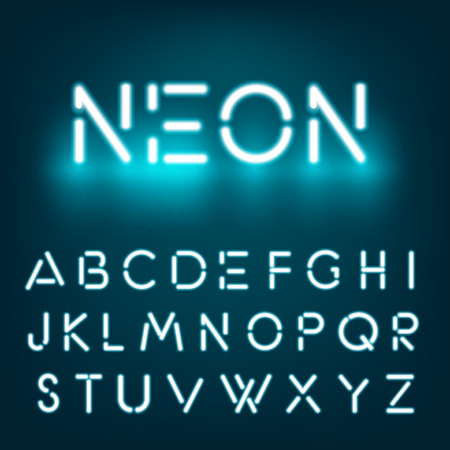 Neon light alphabet font. Graphic concept for your designのイラスト素材