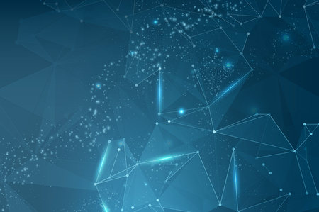 Abstract polygonal space. Triangles with connecting dots and lines. Background concept for your designのイラスト素材