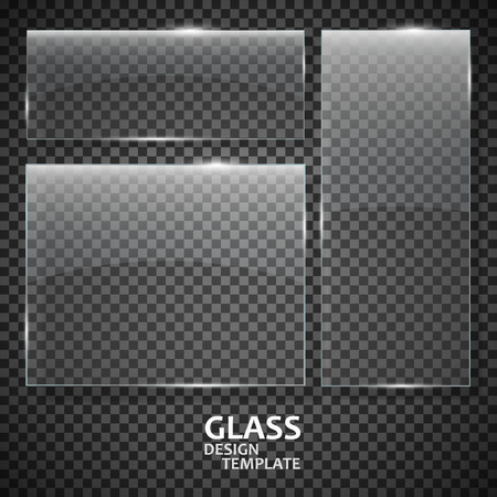 Glass plates set. Glass banners isolated on transparent background. Graphic concept for your design.のイラスト素材