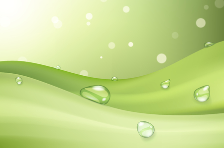 Drops of dew on green grass in the sunlight, eco disgn backgroundのイラスト素材