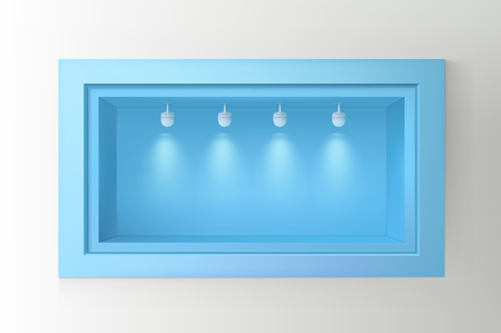 Showcase with light sources. Illustration isolated on background. Graphic concept for your designのイラスト素材