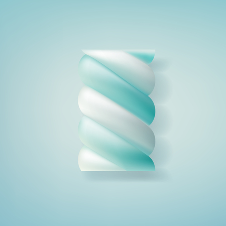 Realistic marshmallow candy. Illustration isolated on blue background. Graphic concept for your designのイラスト素材
