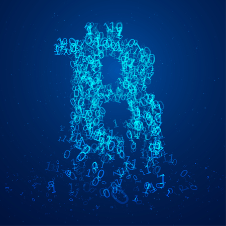 Abstract bitcoin visualization. Big data code representation. The collapse of the cryptocurrency.のイラスト素材