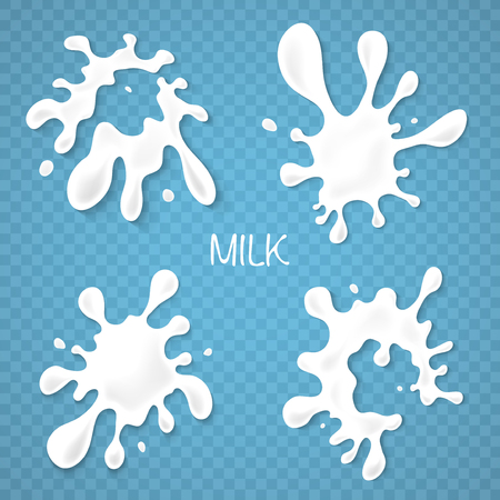Milk or yogurt blots set. Illustration isolated on transparent background. Graphic concept for your designのイラスト素材