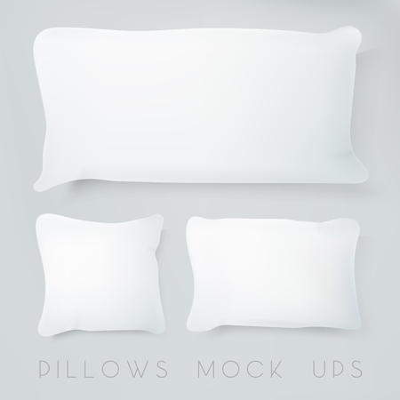 Realistic pillows with real shadow. Pillows mock ups illustration. Graphic concept for your design.のイラスト素材