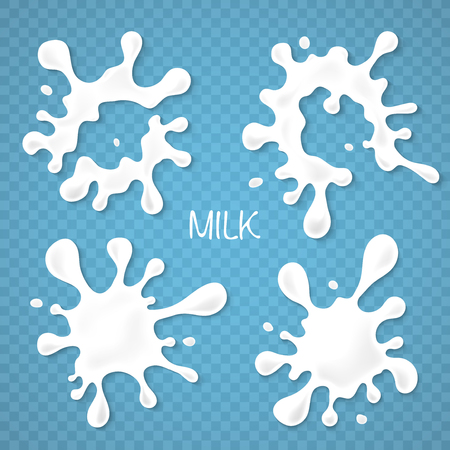 Milk or yogurt blots set. Illustration isolated on transparent background. Graphic concept for your designのイラスト素材