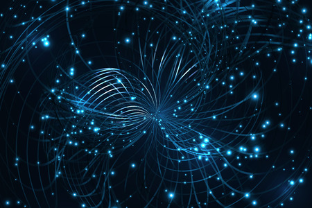 Futuristic particles and lines pattern. Abstract magic light effects. Graphic concept for your design.のイラスト素材