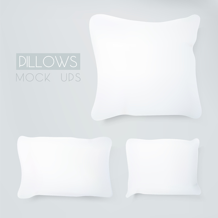 Realistic pillows with real shadow. Pillows mock ups illustration. Graphic concept for your design.のイラスト素材