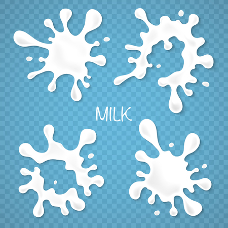 Milk or yogurt blots set. Illustration isolated on transparent background. Graphic concept for your designのイラスト素材