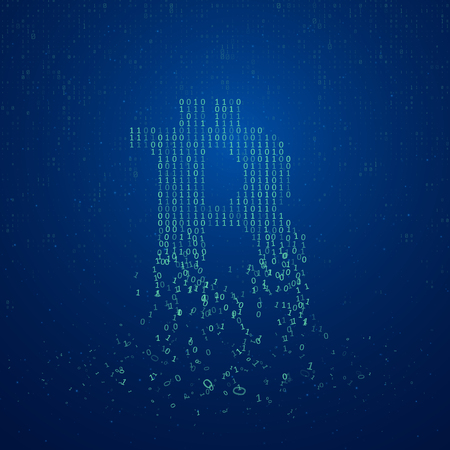 Bitcoin digital code visualization. Big data code representation. The collapse of the cryptocurrency.のイラスト素材