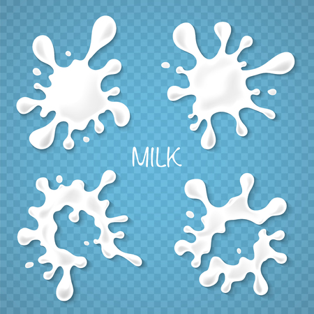 Milk or yogurt blots set. Illustration isolated on transparent background. Graphic concept for your designのイラスト素材