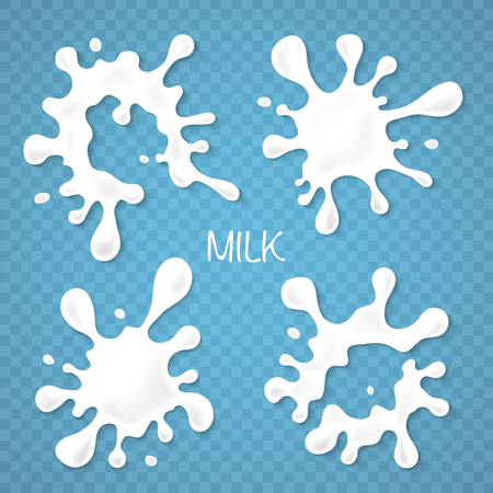 Milk or yogurt blots set. Illustration isolated on transparent background. Graphic concept for your designのイラスト素材