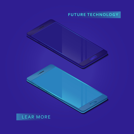 Smartphone in isometric style on colored background. Graphic concept for your design.のイラスト素材