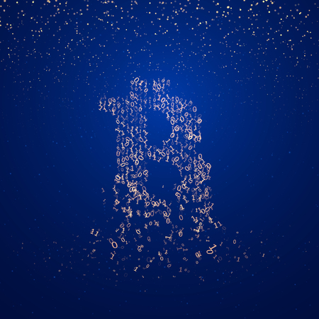 Bitcoin digital code visualization. Big data code representation. The collapse of the cryptocurrency.のイラスト素材