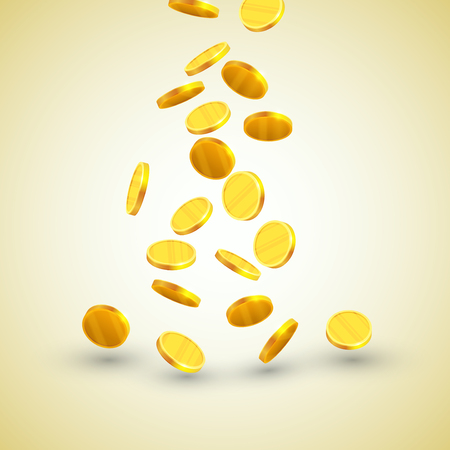 Gold coins falling, realistic illustration, graphic concept for your designのイラスト素材